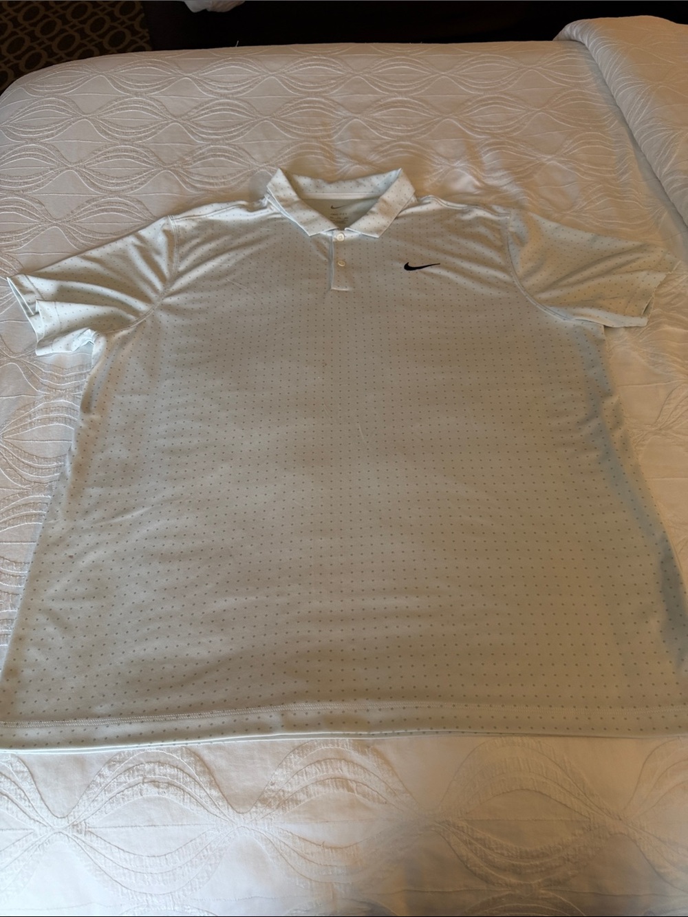 Nike Men’s White Polo with Black Swoosh